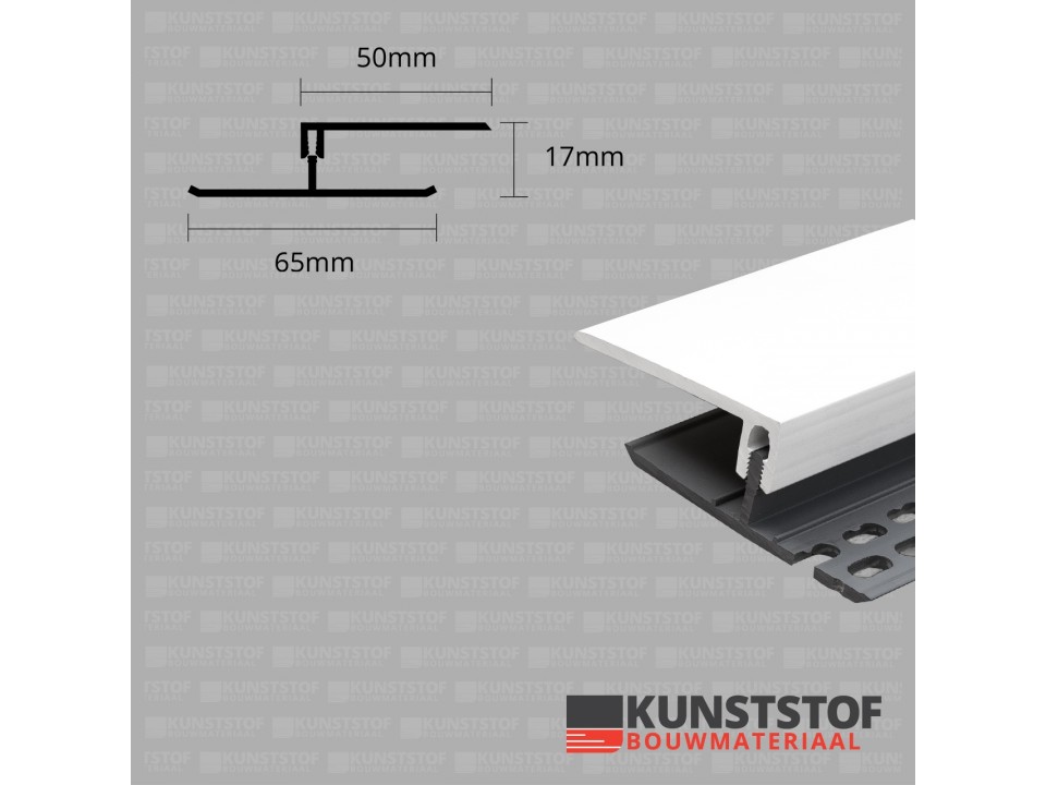Eurotexx Dubbel Rabat - potdeksel 17mm ventilatie afsluitprofiel kunststof in de kleur wit ral 9010