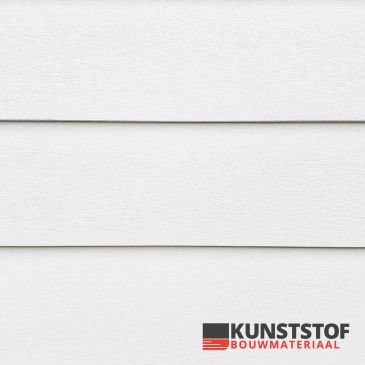 Profex potdeksel kunststof gevelbekleding in de kleur wit met RAL 9010 heeft een prachtige Zweeds rabat uitstraling. Dit is uiterst geschikt voor chalets, stacaravans, woonwagens of woningen. 