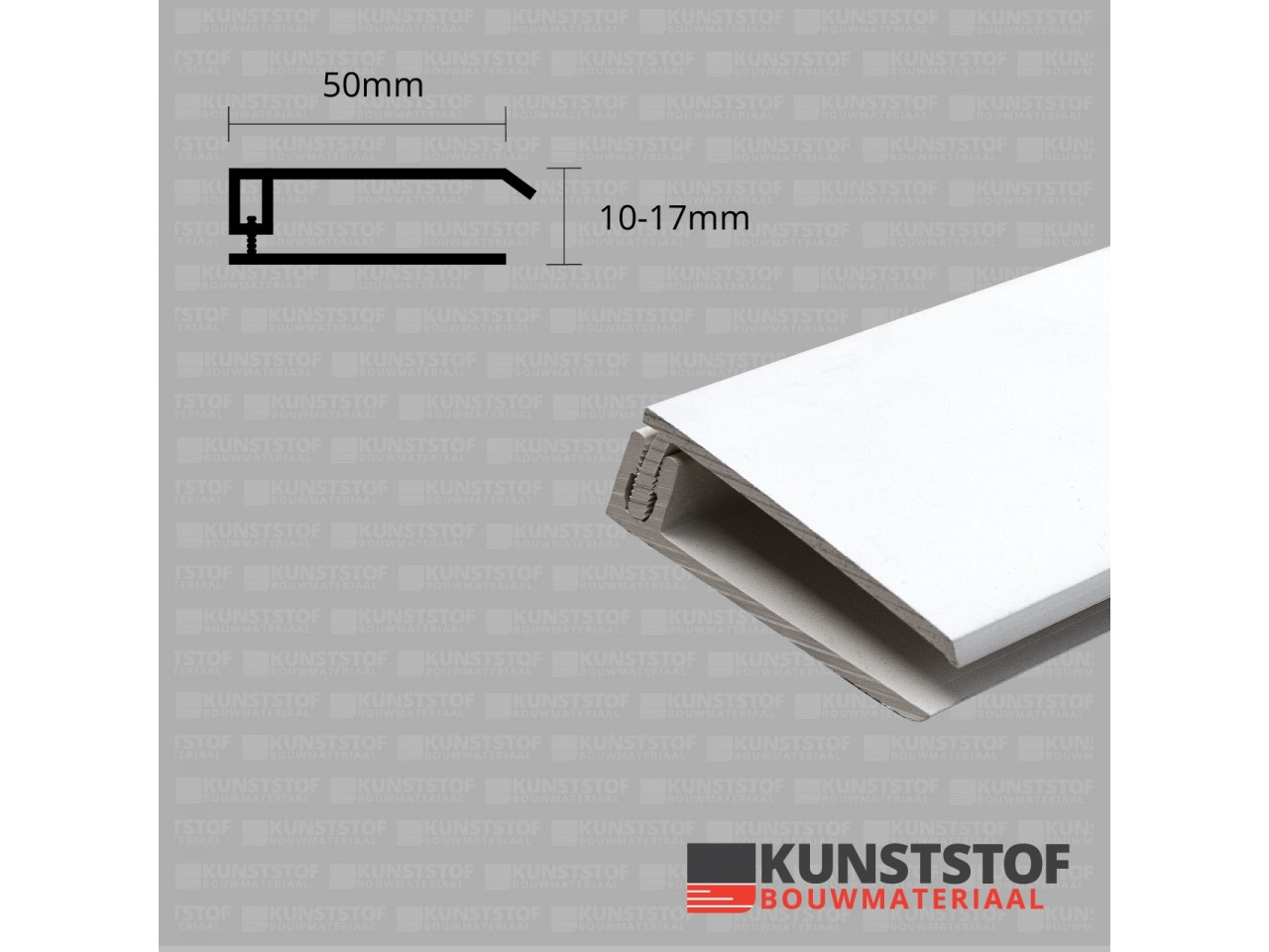 Eurotexx Dubbel Rabat - potdeksel 50mm eindprofiel kunststof gevelbekleding in de kleur wit ral 9010