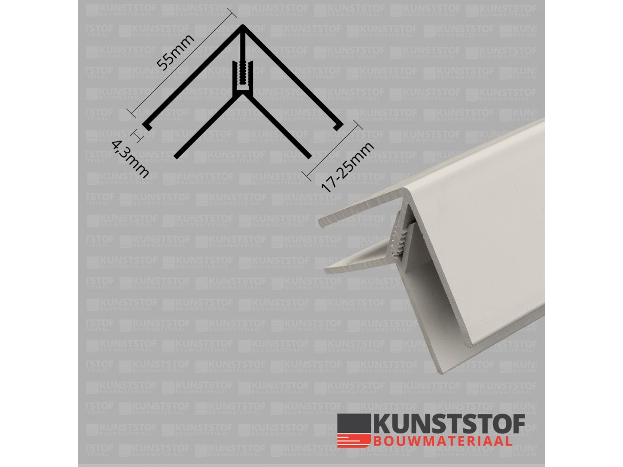 Eurotexx Dubbel Rabat hoekprofiel 2-delig kunststof in de kleur creme ral 9001