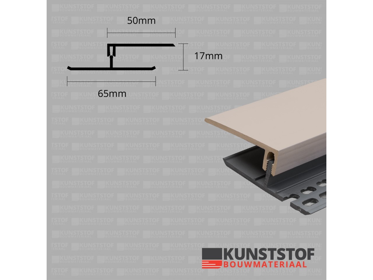 Eurotexx Dubbel Rabat - potdeksel 17mm ventilatie afsluitprofiel kunststof in de kleur klei licht bruin