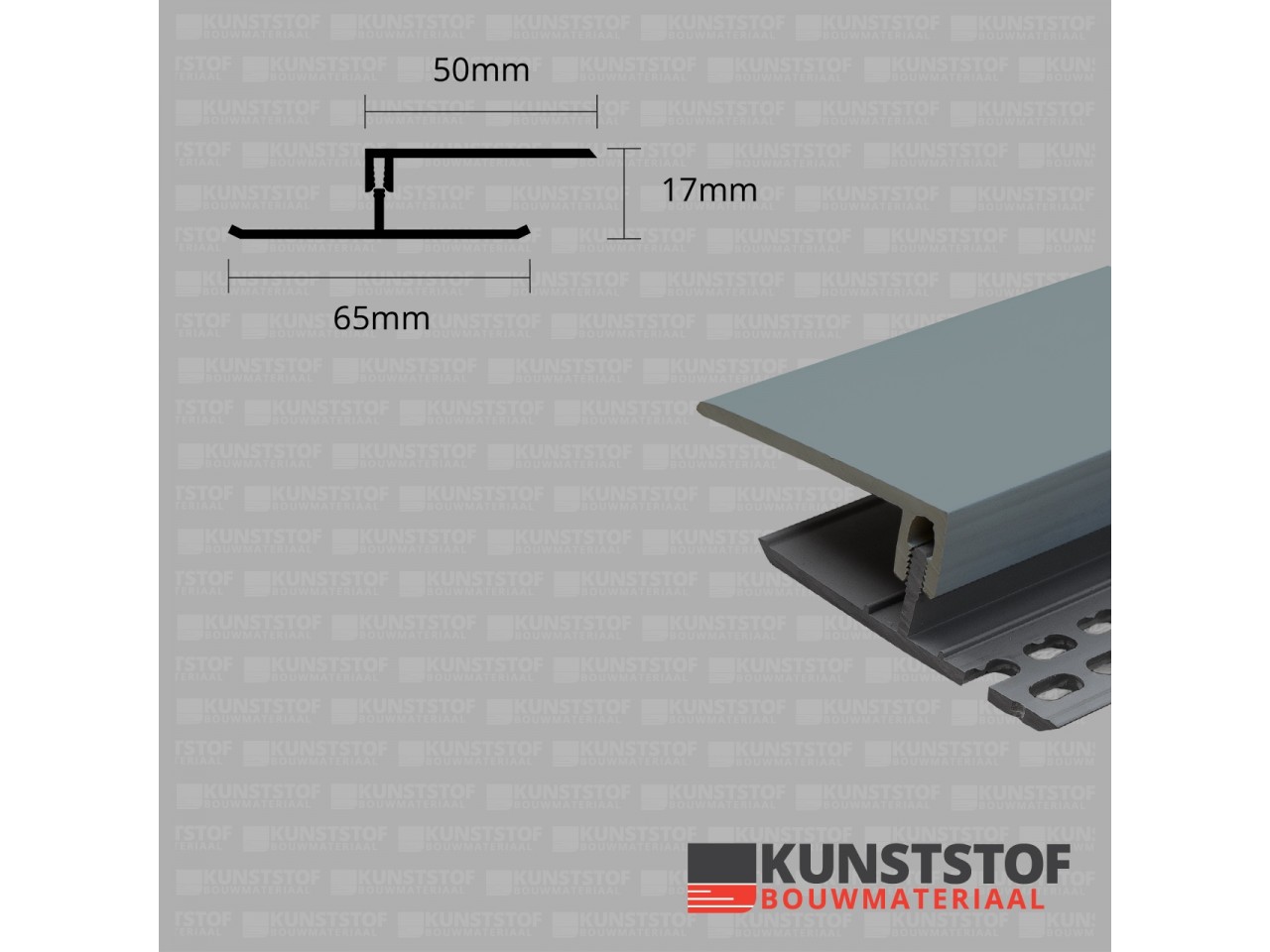 Eurotexx Dubbel Rabat - potdeksel 17mm ventilatie afsluitprofiel kunststof in de kleur quartz grijs ral 7045
