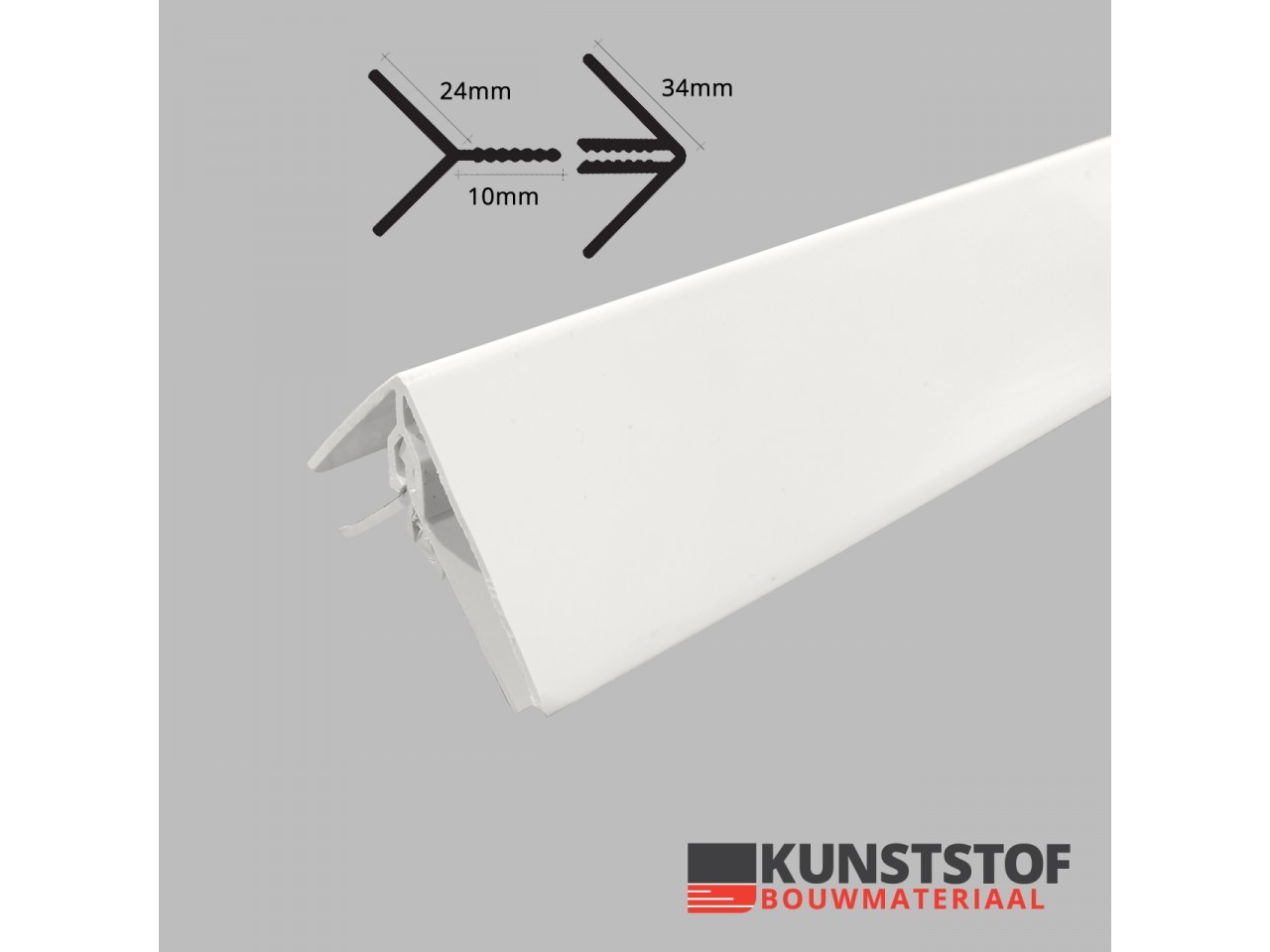 Hoekprofiel eindprofiel kunststof gevelbekleding 10mm in 4 kleuren