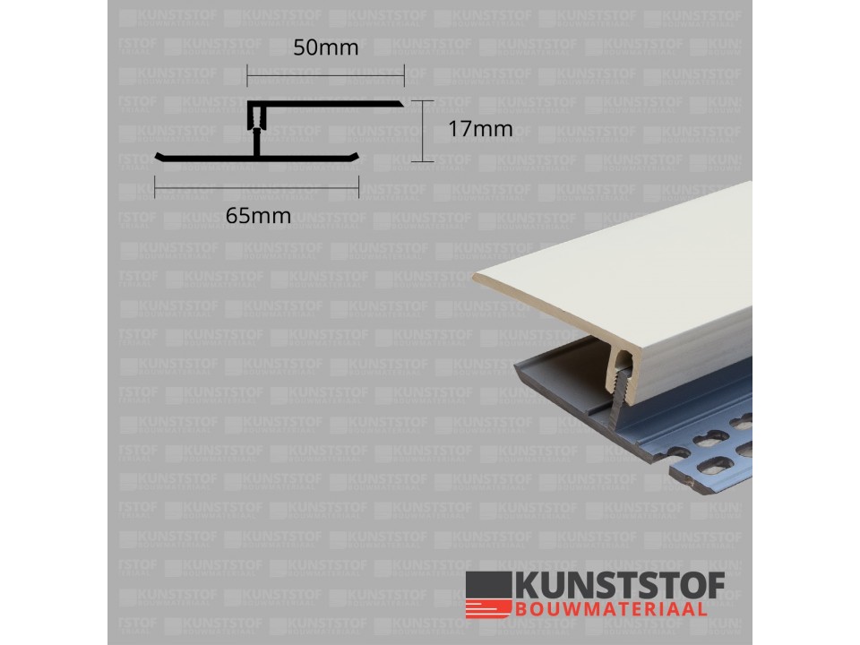 Eurotexx Dubbel Rabat - potdeksel 17mm ventilatie afsluitprofiel kunststof in de kleur creme ral 9001
