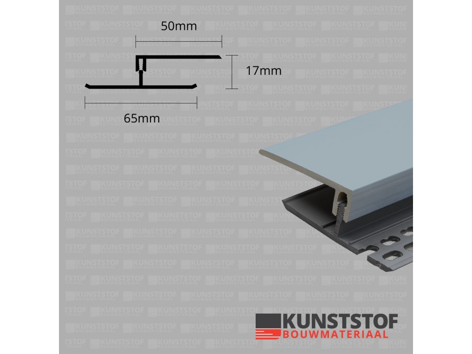 Eurotexx Dubbel Rabat - potdeksel 17mm ventilatie afsluitprofiel kunststof in de kleur grijs ral 7001
