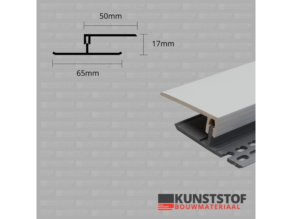 Eurotexx Dubbel Rabat - potdeksel 17mm ventilatie afsluitprofiel kunststof in de kleur lichtgrijs 7035