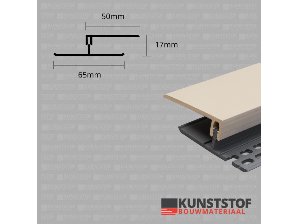 Eurotexx Dubbel Rabat - potdeksel 17mm ventilatie afsluitprofiel kunststof in de kleur sand ral 1015 znad kleurig licht bruin
