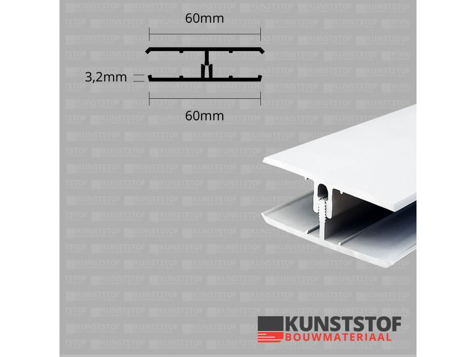 Eurotexx Dubbel Rabat - potdeksel 50mm verbindingsprofiel 2 delig kunststof gevelbekleding profiel in de kleur wit - RAL 9010
