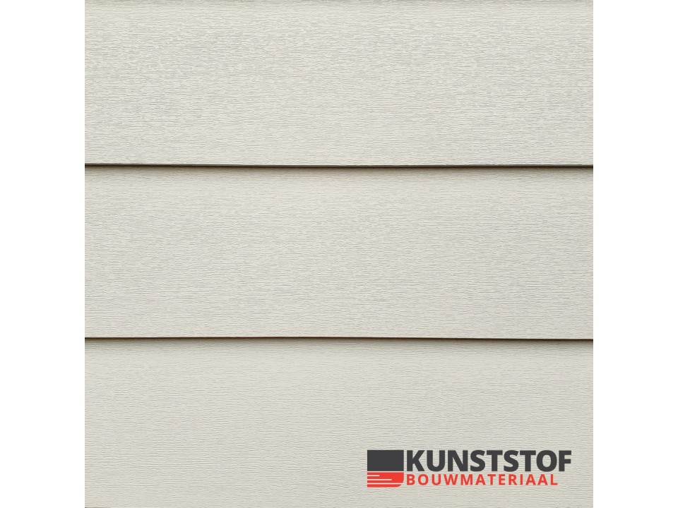 Profex potdeksel kunststof gevelbekleding in de kleur crème met RAL 1013 heeft een prachtige Zweeds rabat uitstraling. Dit is uiterst geschikt voor chalets, stacaravans, woonwagens of woningen. 
