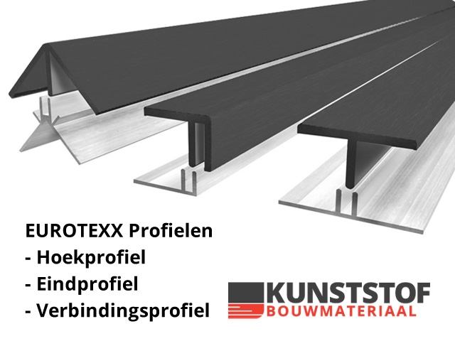 Eurotexx profielen hoekprofiel, eindprofiel en verbindingsprofiel Kunststofbouwmateriaal.nl